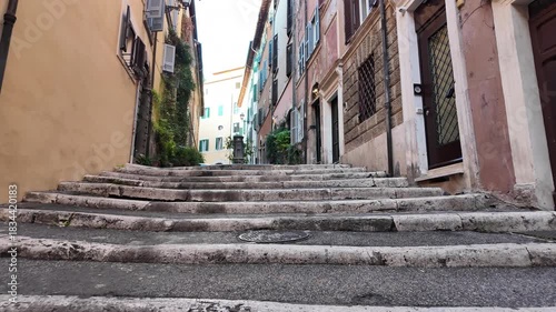Historic stone staircase in the old part of Rome