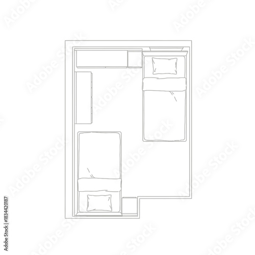Small Room Floor Plan with Two Beds b156edb9ed300a29dbf499b1141d8724dr