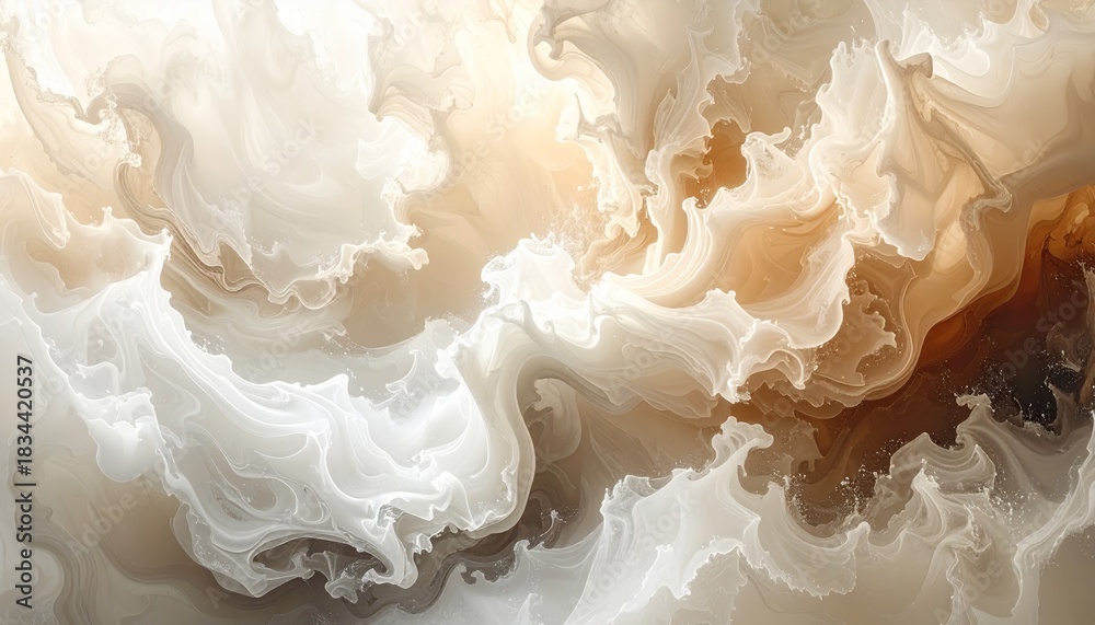 Fototapeta premium Abstract fluid ink texture with swirling organic forms, soft blended tones, artistic and atmospheric look, high-resolution background ideal for print design and creative projects