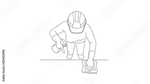 Worker Cleaning with Spray Bottle and Cloth cleaner