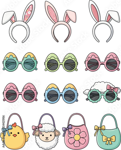 Easter Party Accessories Vector Set