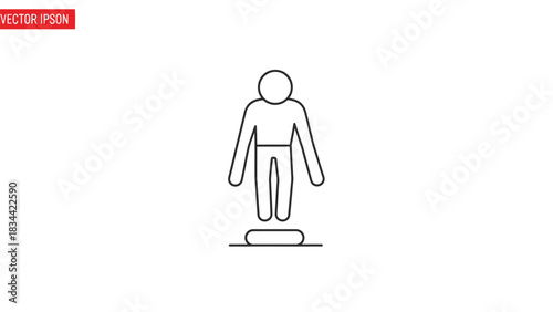 Person standing on a platform line art icon human figure