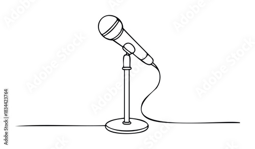 A classic microphone on a stand, symbolizing sound, performance, and communication. Great for music, podcasting, or event related themes.