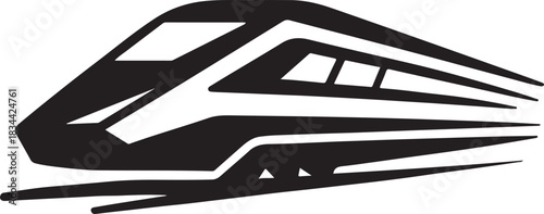 Isolated futuristic high speed train icon, bold fast bullet train vector, aerodynamic modern train silhouette, minimal transport symbol, sleek dynamic rail design, buyer focused illustration