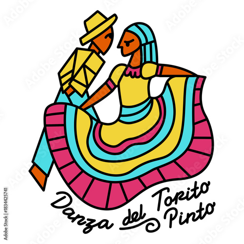 Traditional dancing costumes illustration