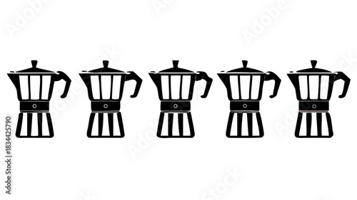 Coffee Maker Icons A Set of Black and White Illustrations for Coffee-Themed Designs