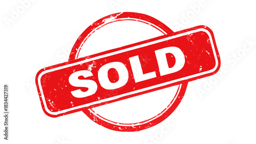 Red 'SOLD' stamp indicating a transaction has been completed, a symbol of successful sale and finalized business deal