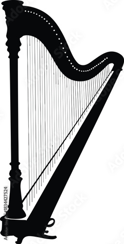 Elegant classical harp musical instrument vector graphic design