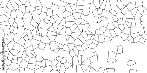 Abstract Voronoi Pattern Vector Graphic With Black Outlines On White Background For Geometric Design And Texture Applications