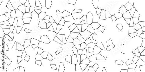 Black and White Outline Geometric Tessellation Pattern of Irregular Polygons on White Background abstract