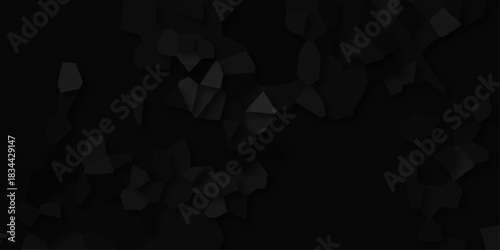 Dark abstract geometric mosaic pattern with irregular polygonal shapes and subtle 3D depth creating a textured background for design