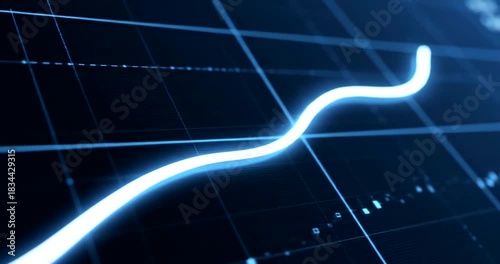 Financial growth chart animation for business presentation, a modern glowing line graph trending upward for success indicators and stock market data analysis