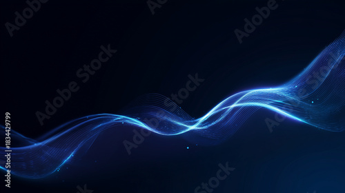 abstract blue background with a glowing light effect and wavy line. design element for technology, science, or digital communication concepts. Dark blue background. abstract wave banner template,  cop
