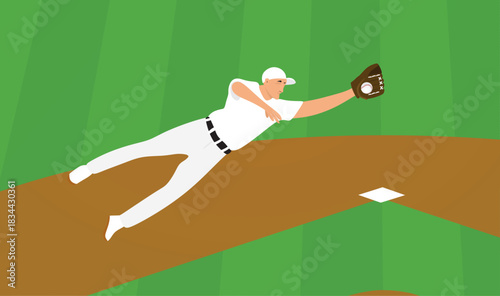 Baseball player catch ball. vector	