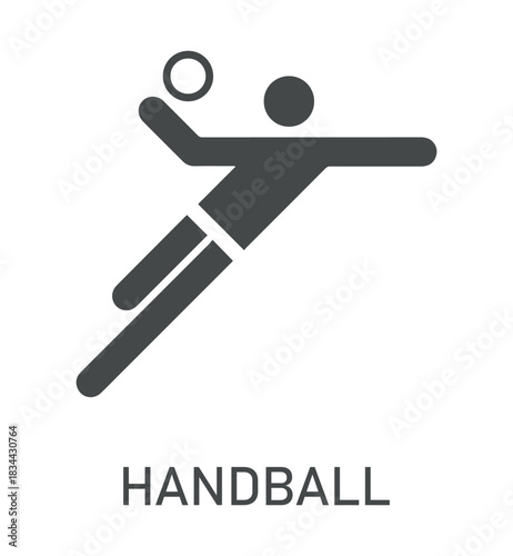 Summer sport icon. Vector isolated pictogram on white background with the names of sports disciplines. Games and sport. Handball