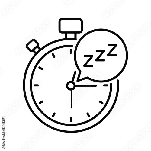 Stopwatch with sleep zzz speech bubble icon time