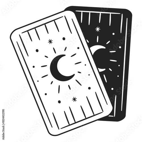 Tarot cards moon halloween stroke