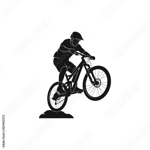silhouette of a man riding a bicycle vector silhouette on a white background.