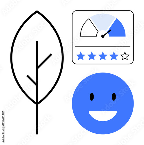 Sustainability concept. Symbols sustainability, performance metrics, and customer satisfaction. Sustainability in environmental care and user experience. For branding, eco-friendly marketing