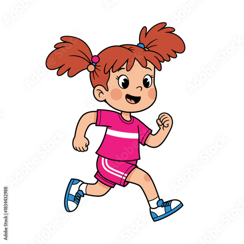 little girl running on white background
