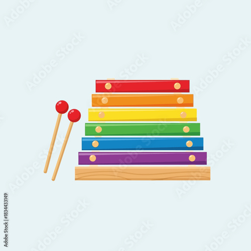 set of colored pencils xylophone on a white background