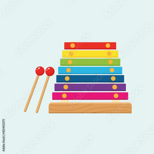 wooden xylophone isolated on white background