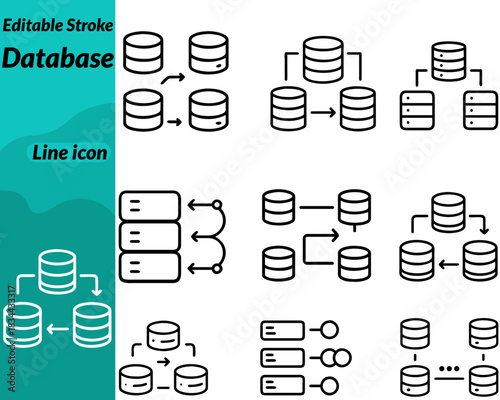 A sleek database icon featuring stacked cylindrical layers representing data storage and server systems. Designed with clean minimal lines for clarity it symbolizes data management cloud storage.