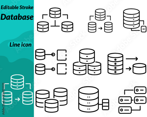 A sleek database icon featuring stacked cylindrical layers representing data storage and server systems. Designed with clean minimal lines for clarity it symbolizes data management cloud storage.