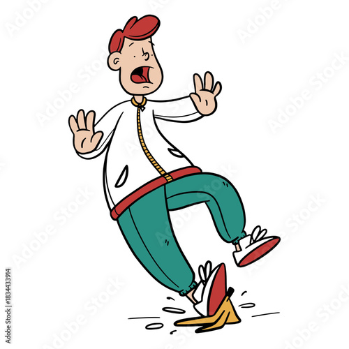 Banana peel fall character