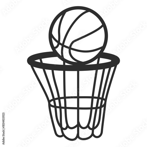 Basketball net and ball stroke