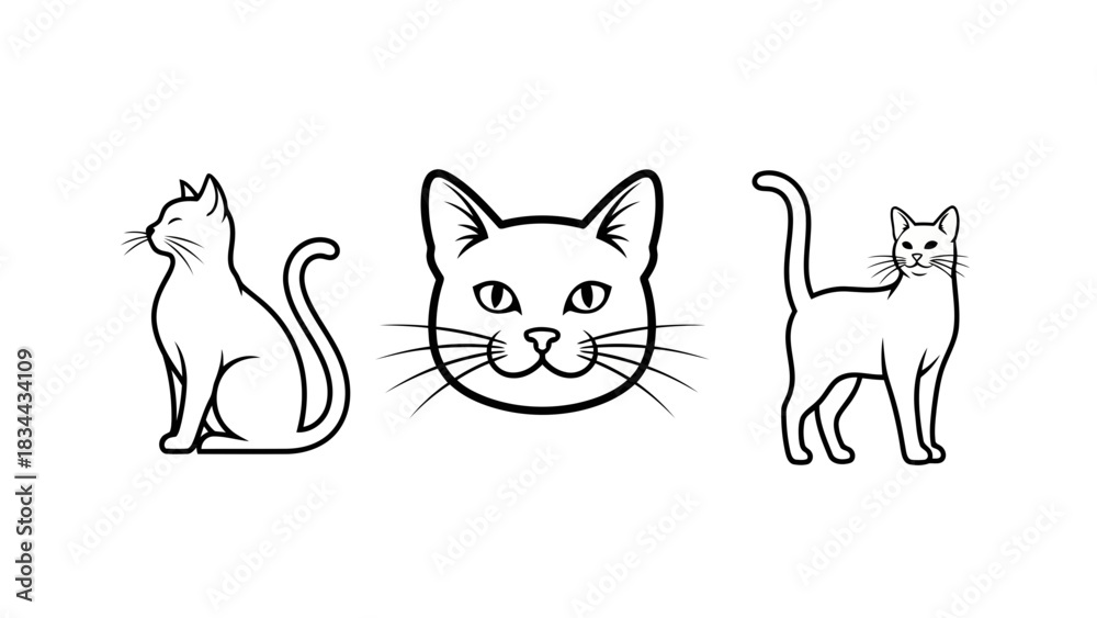 Fototapeta premium Set of line art icons representing graphic design tool concept
