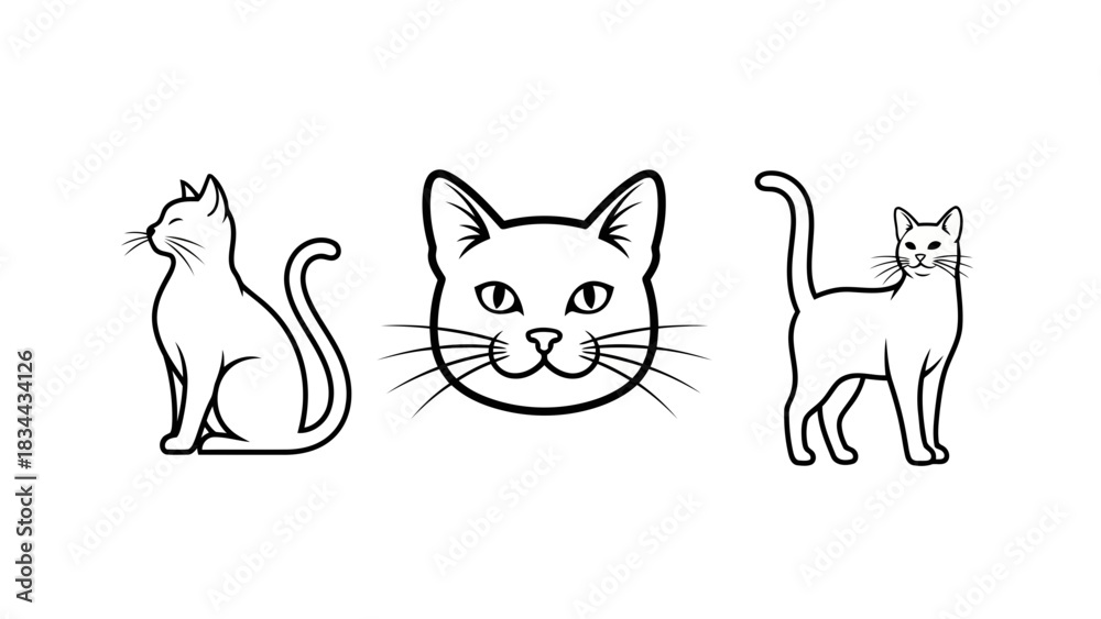 Fototapeta premium Set of line art icons representing graphic design tool concept