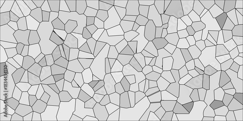 Textured Abstract Background with Polygonal Cells in Grayscale Tones and Black Outlines Creating a Subtle Mosaic Effect for Digital Art and Design