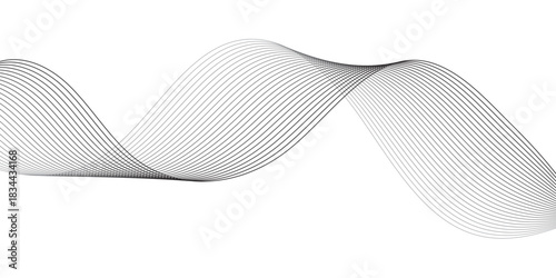 Abstract wave element for design. Digital frequency track equalizer. Stylized line art background, Geometric grey vector waves on transparent background. Editable stroke.