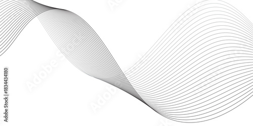 Abstract wave element for design. Digital frequency track equalizer. Stylized line art background, Geometric grey vector waves on transparent background. Editable stroke.