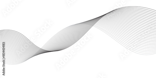 Abstract wave element for design. Digital frequency track equalizer. Stylized line art background, Geometric grey vector waves on transparent background. Editable stroke.