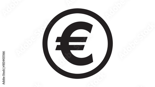 Euro currency symbol simple black glyph icon isolated on a white background for financial designs