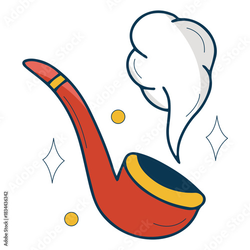 Colorful smoking pipe flat