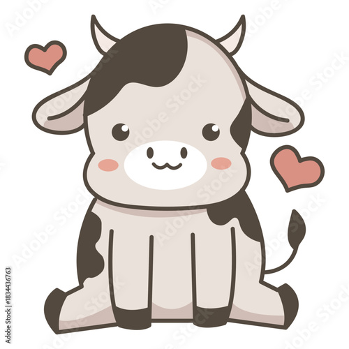 Cute cow sitting flat
