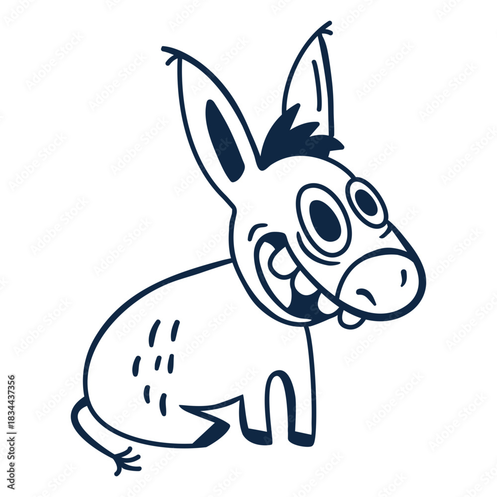 Fototapeta premium Laughing donkey filled-stroke
