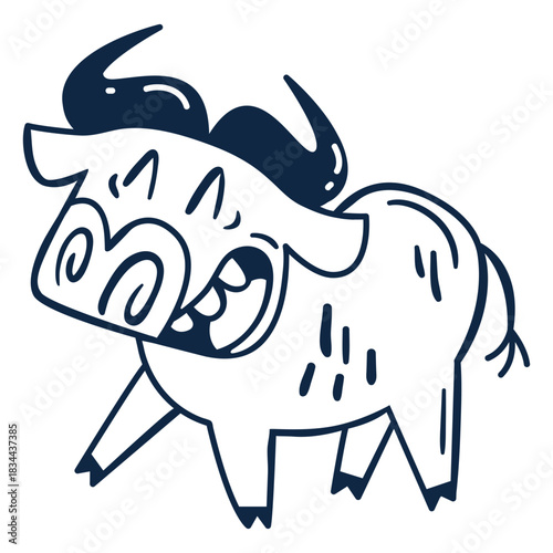 Smiling ox filled-stroke