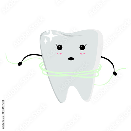 Tooth flossing character