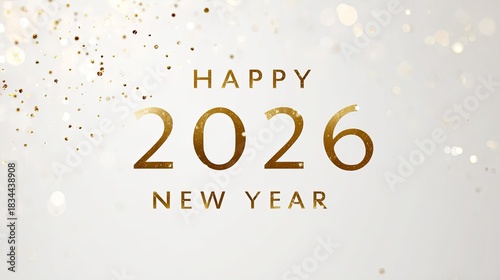 Elegant Happy New Year 2026 Greeting with Gold Sparkles