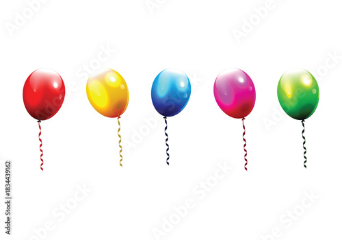 Red Color balloons isolated on a white background, Birthday Party Decoration