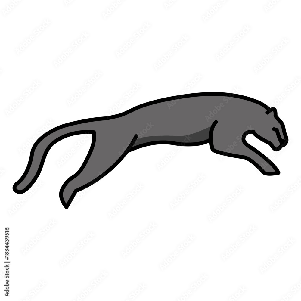 Fototapeta premium Jumping black panther animal color stroke