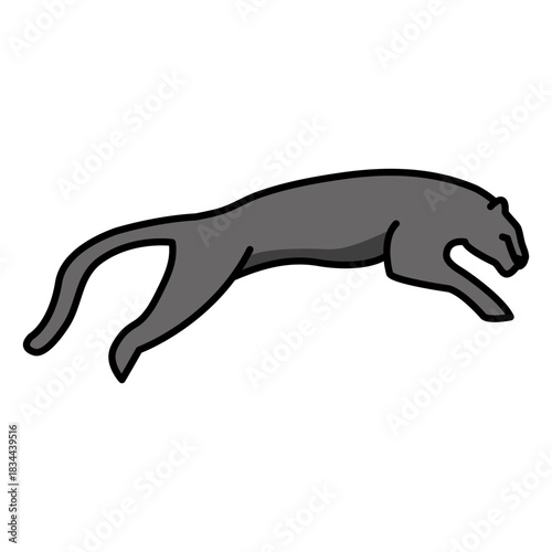 Jumping black panther animal color stroke