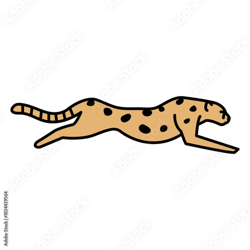 Running cheetah animal color stroke