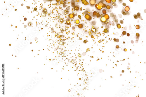 Shimmering Gold Sparkles Texture. Warm Glowing Particles Overlay. Magic Dust Effect.