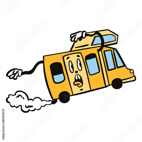 Crazy camping trailer cartoon