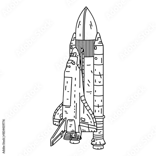 Space rocket hand-drawn